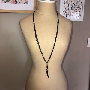 Black Pave horn necklace w/ removable horn